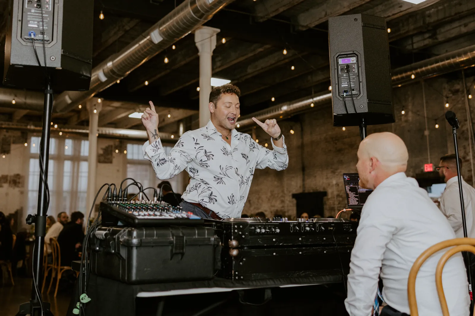 Guests dancing at a holiday party at 24 Shelby