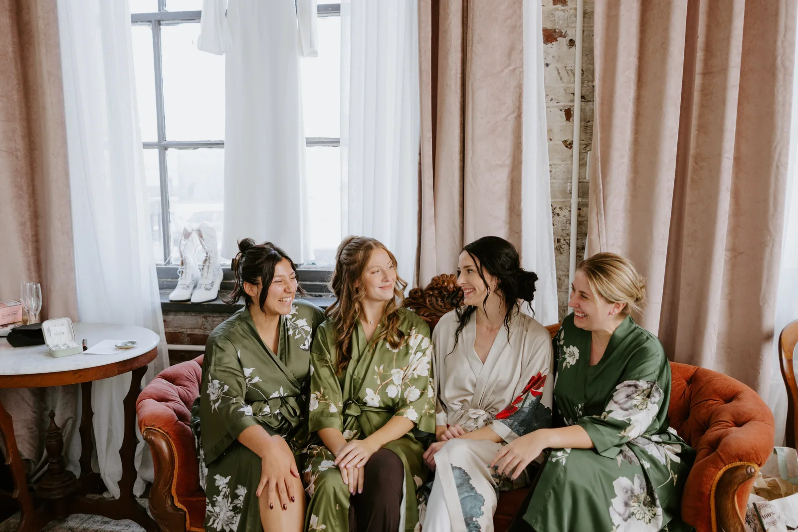 Bride getting ready in the Rosewood Room