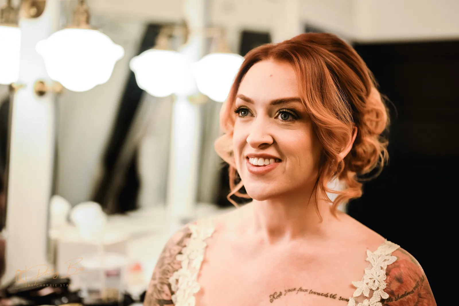 Bride getting ready in the Rosewood Room